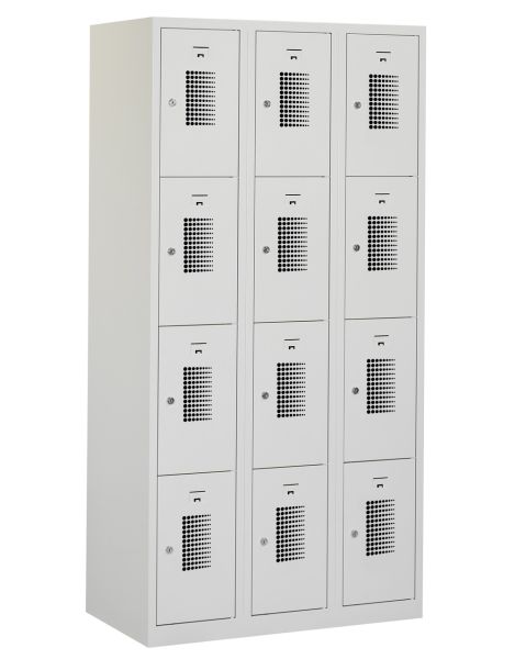 Locker type T, 3x4-deurs, grijze omkasting, grijze deuren