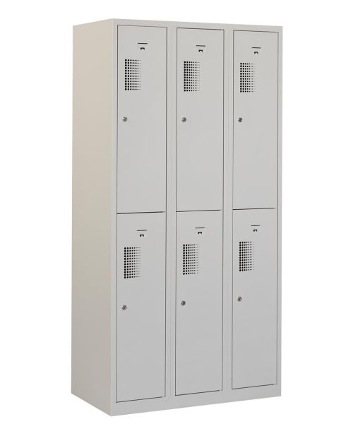 Locker type T, 3x2-deurs, grijze omkasting, grijze deuren